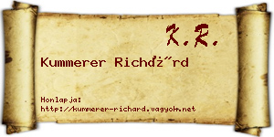 Kummerer Richárd névjegykártya